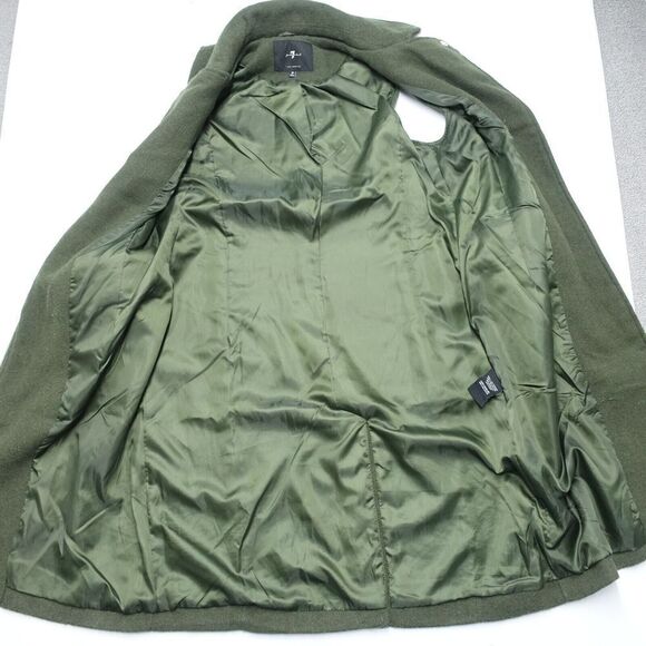 7 FOR ALL MANKIND Vest Women Green Long Moto Asymmetrical Zip Knit Vegan SZ M - Picture 6 of 7